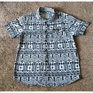 Bleeker & Mercer Button Up Shirt Mens Large Aztec Graphic Print 80/90s Revival